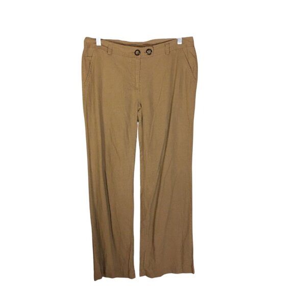 BCBGMaxAzria Brown Wide Leg Linen Trousers Pants Women Size 8 - Picture 1 of 9
